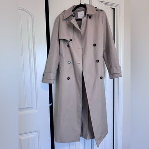 Mango Double-Breasted Trench Coat in Beige